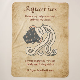 Cobertor Sherpa Signo Zodiacal de Aquário com Afirmações