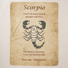 Cobertor Sherpa Signo Zodiacal de Escorpião com Afirmações 
