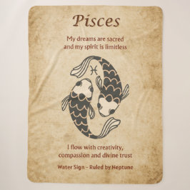 Cobertor Sherpa Signo Zodiacal de Peixes com Afirmações