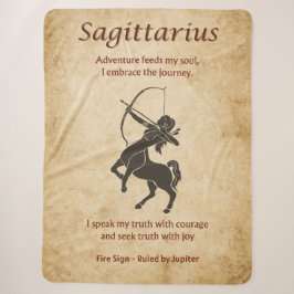Cobertor Sherpa Signo Zodiacal de Sagitário com Afirmações