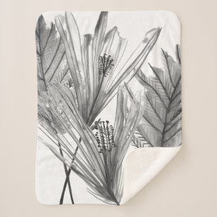 Cobertor Sherpa Silhueta Floral - Cinza