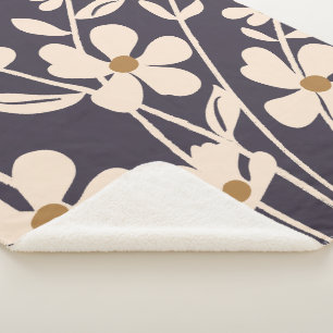 Cobertor Sherpa Silhueta Floral de Jardim Moderno