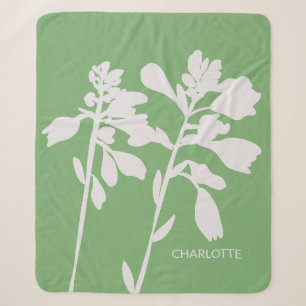 Cobertor Sherpa Silhueta Floral Moderna com Nome Personalizado