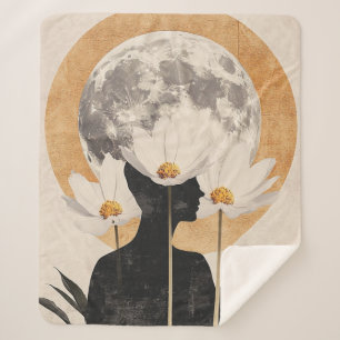 Cobertor Sherpa Silhueta Lua - Elegância Boho Vintage