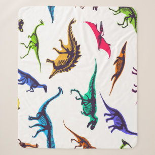 Cobertor Sherpa Silhuetas de dinossauro: padrão de esboço vintage.