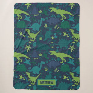 Cobertor Sherpa Silhuetas de Dinossauros para Crianças Dino Doodle