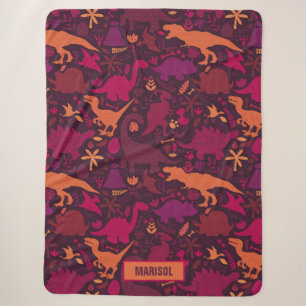 Cobertor Sherpa Silhuetas de Dinossauros para Crianças Dino Doodle