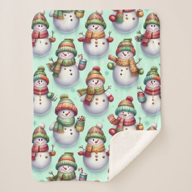 Cobertor Sherpa Silly Snowmen (Frente)
