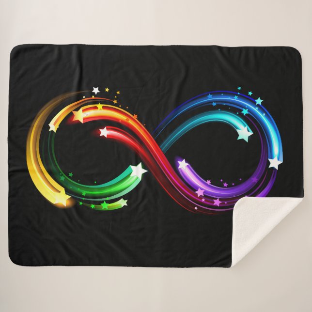 Cobertor Sherpa Símbolo do infinito de cometas arco-íris (Frente (Horizontal))