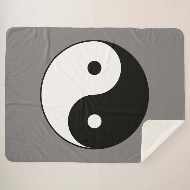 Cobertor Sherpa Símbolo Yin e Yang (Taoist Taijitu Chinês) (Frente (Horizontal))