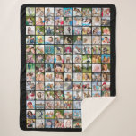 Cobertor Sherpa Simple 117 Photo Collage with Captions Your Color<br><div class="desc">Making your own photo memory keepsake blanket is a great way to treasure and showcase special memories. Create your own utilizing this easy-to-upload photo collage template with 117 square pictures personalized with your custom text overlay on each photo. Choose your background color (shown in black). Make as a gift for...</div>