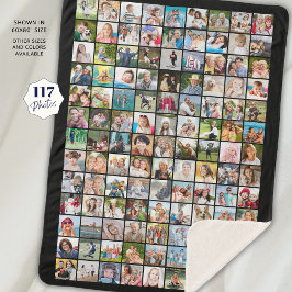 Cobertor Sherpa Simple 117 Square Photo Collage Custom Color