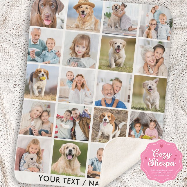 Cobertor Sherpa Simple 20 Photo Collage Personalized Pictures (Criador carregado)