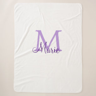 Cobertor Sherpa simple minimal add name monogram pink red throw