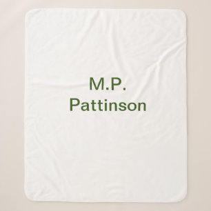 Cobertor Sherpa Simple minimal green add your text name photo cust