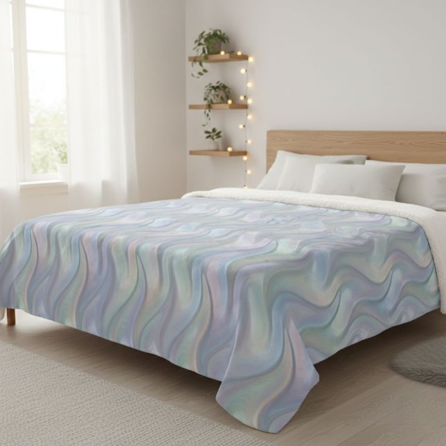 Cobertor Sherpa Simple Pastel Waves Modern Blanket - For Her  (Criador carregado)