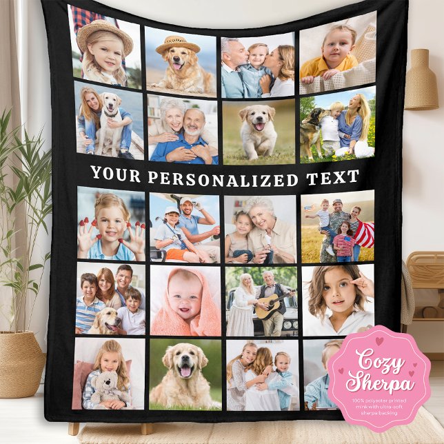 Cobertor Sherpa Simple Photo Collage Customized Cute 20 Picture (Criador carregado)