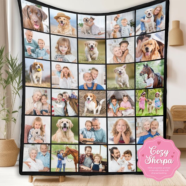 Cobertor Sherpa Simple Photo Collage Personalized 30 Picture (Criador carregado)
