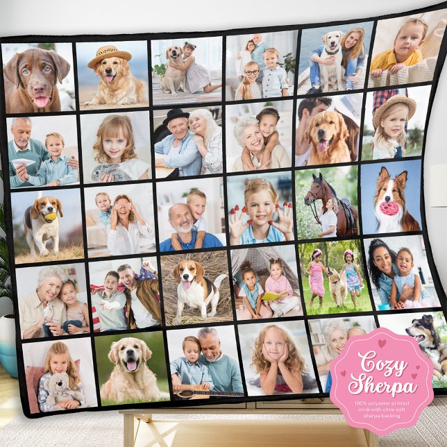 Cobertor Sherpa Simple Photo Collage Personalized Multi 30 Picture (Criador carregado)