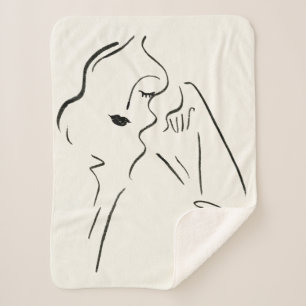 Cobertor Sherpa Simple Study - Desenho de uma Senhora