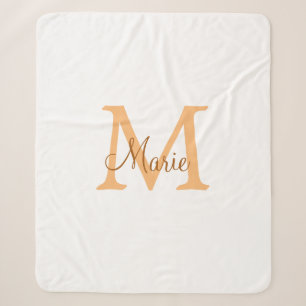 Cobertor Sherpa simples adicionar nome monograma laranja marrom th