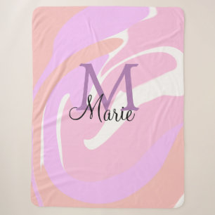 Cobertor Sherpa simples adicionar nome monograma rosa água tinta
