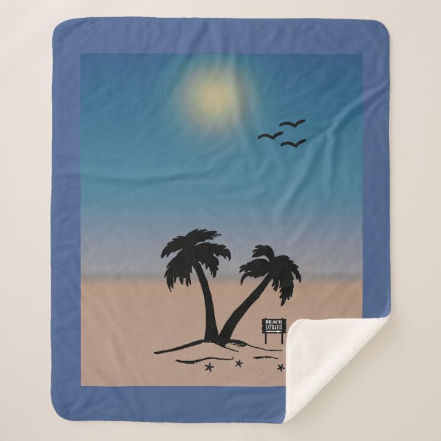 Cobertor Sherpa Sinal de Praia Sunset Summer Blanket (Frente)