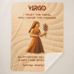 Cobertor Sherpa Sinal de Virgem Design de Astrologia 3D Moderna