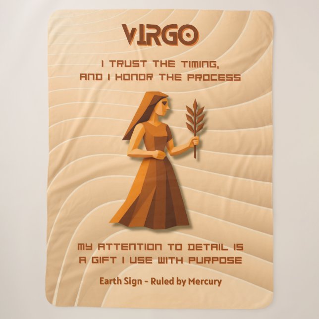 Cobertor Sherpa Sinal de Virgem Design de Astrologia 3D Moderna (Frente)