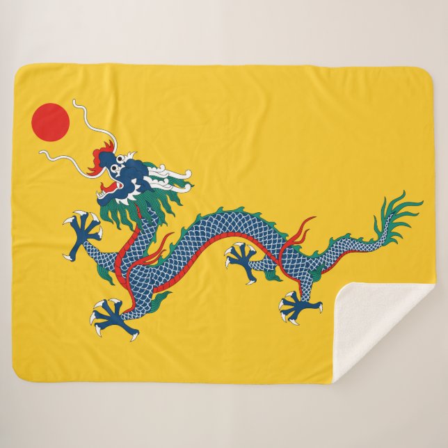 Cobertor Sherpa Sinalizador da dinastia Qing na China (Dragão Chin (Frente (Horizontal))