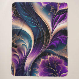 Cobertor Sherpa Sinfonia Floral - Abstrato Roxo Escuro e Dourado