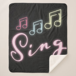 Cobertor Sherpa Sing Neon Music Notes