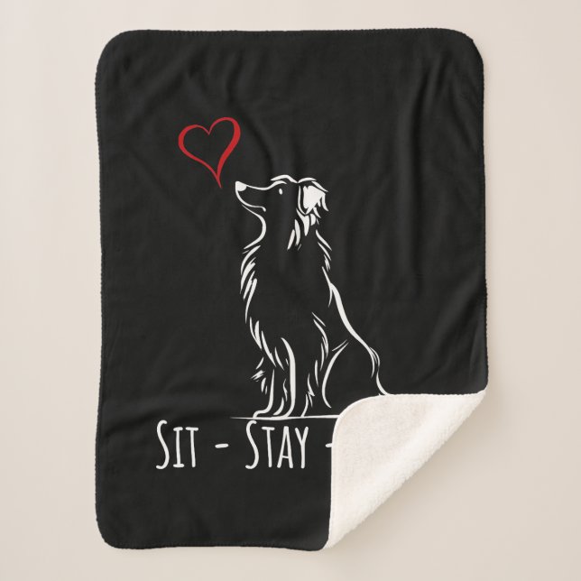 Cobertor Sherpa Sit-Be-Love Border Collie (Frente)
