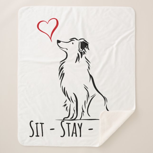 Cobertor Sherpa Sit-Be-Love Border Collie (Frente)
