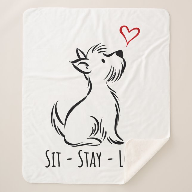Cobertor Sherpa Sit-Stay-Love Westie (Frente)
