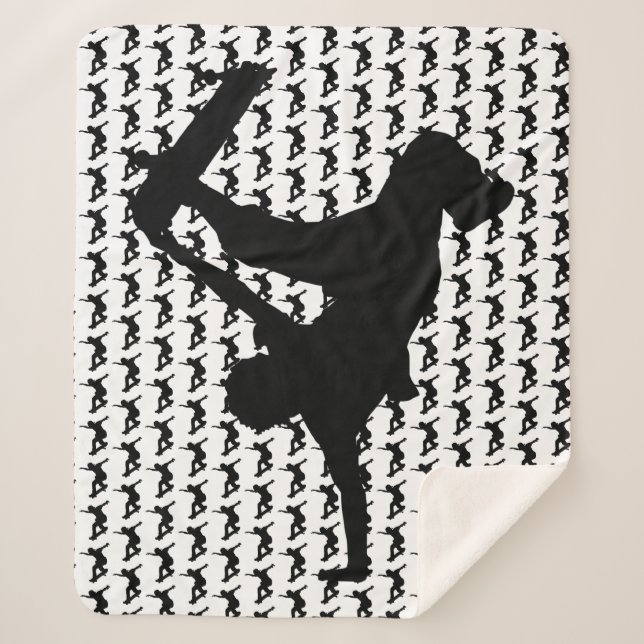 Cobertor Sherpa Skateboarder Skateboard Silhouette (Frente)