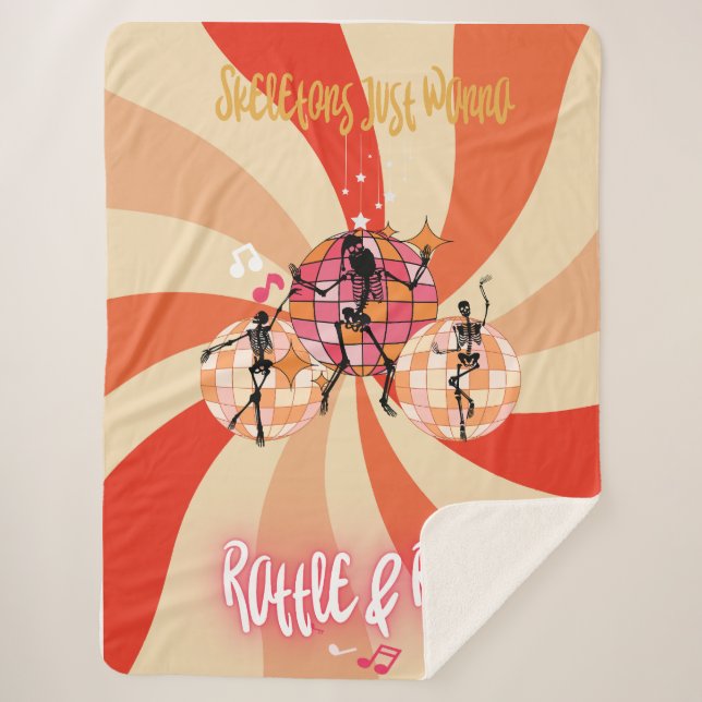 Cobertor Sherpa Skeletons Engraçados Só Querem Rattle&Roll (Frente)