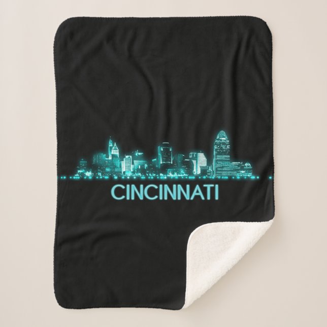 Cobertor Sherpa Skyline Cincinnati (Frente)