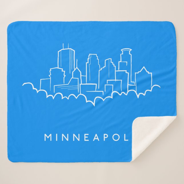 Cobertor Sherpa Skyline de Minneapolis, Minnesota (Frente (Horizontal))
