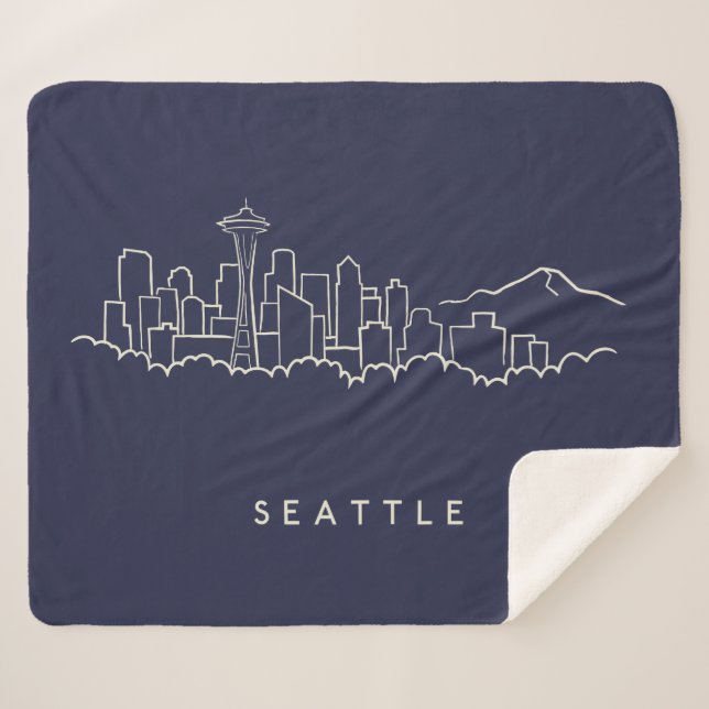 Cobertor Sherpa Skyline de Seattle (Frente (Horizontal))