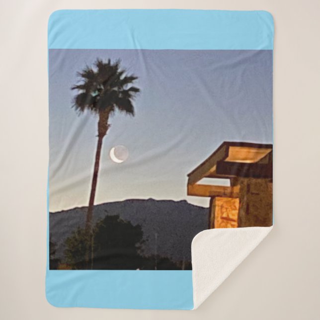 Cobertor Sherpa Slivered Moon 🌙 And Palm Tree 🌴  (Frente)