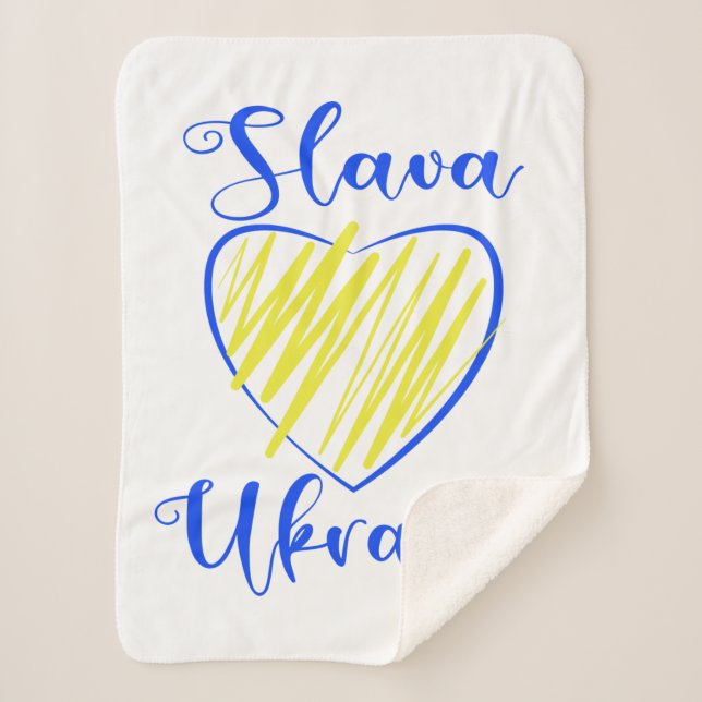 Cobertor Sherpa Slogan Slava Ucraniano Glória à Ucrânia (Frente)