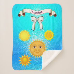 Cobertor Sherpa Smiling Harpy Sun Silhouette Name Personalize