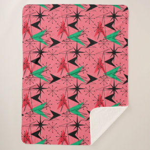 Cobertor Sherpa Snazzy Médio Century Modern Orange Aqua Atomic