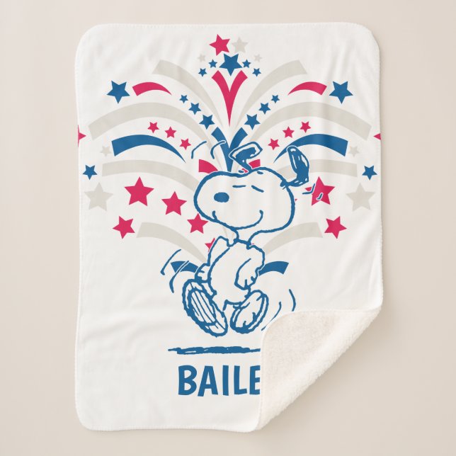 Cobertor Sherpa Snoopy 4 de julho Dance (Frente)