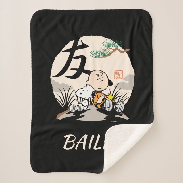 Cobertor Sherpa Snoopy, Charlie Brown e Woodstock - Amigo (Frente)