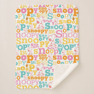 Cobertor Sherpa Snoopy Pastel Text Pattern