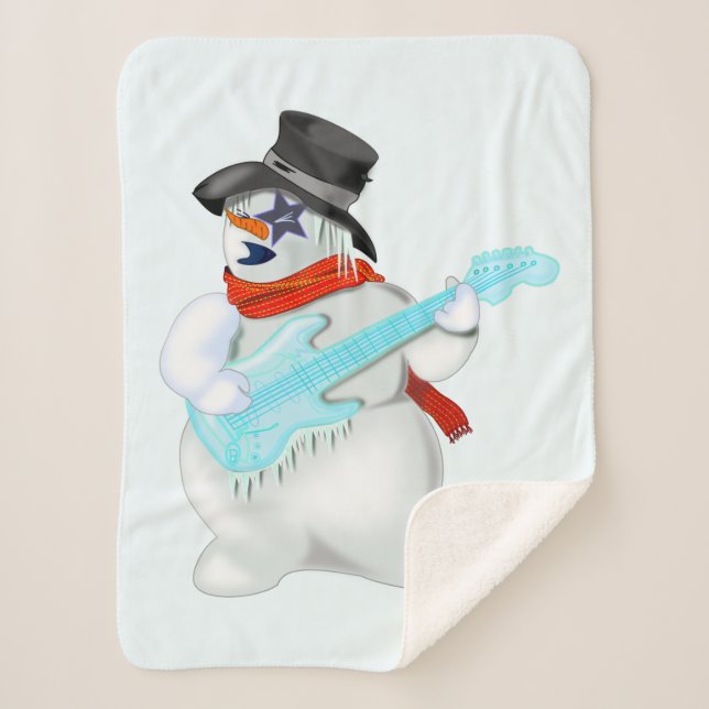 Cobertor Sherpa Snowman de Natal com Violão Sherpa Blanket (Frente)