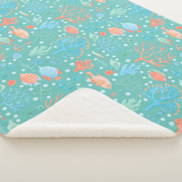 Cobertor Sherpa Sob o padrão de aquarela marítima