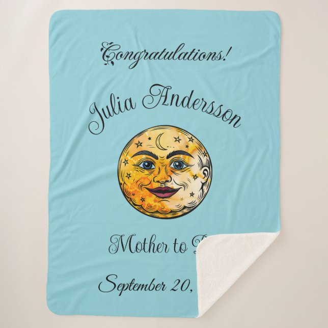 Cobertor Sherpa Sobre a celebração do Chá de fraldas da Lua (Frente)